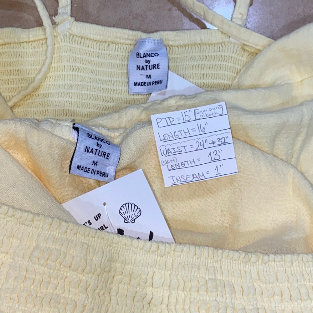 NWT 100 Cotton Coquette Soft Girl Yellow Skort Set Corset Peplum Ruffle Boutique - Picture 9 of 14